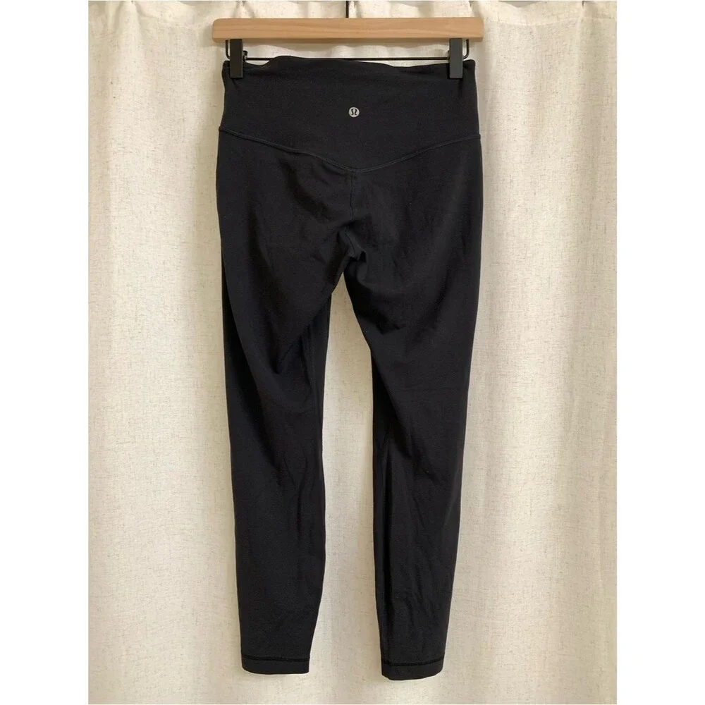 lululemon Align Asymmetrical Waist 25” Black Mid High-Waist Back Leggings